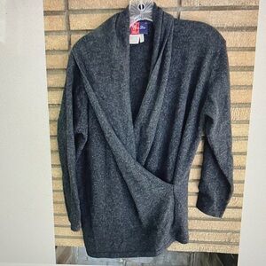 Vintage Mondi Club Line Charcoal Wrap Front  Cardigan Size 42 Wool Angora 80’s
